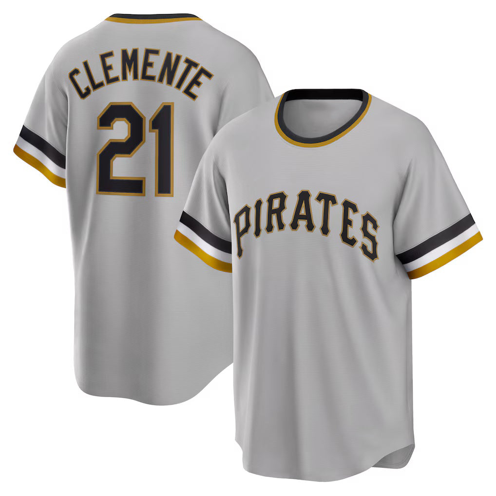seanshop  Pittsburgh Pirates #21 Roberto Clemente Gray  Road Cooperstown Collection Player Jersey