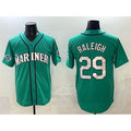seanshop  Seattle Mariners #29 Cal Raleigh Aqua  With 2025 AL West Division Champions Patch Limited Stitched jersey