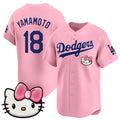 seanshop Los Angeles Dodgers #18 Yoshinobu Yamamoto Pink  2025 Hello Kitty Vapor Limited Stitched Jersey