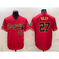 seanshop Atlanta Braves #27 Austin Riley Red Gold  World Series Champions Program Cool Base Stitched Jersey
