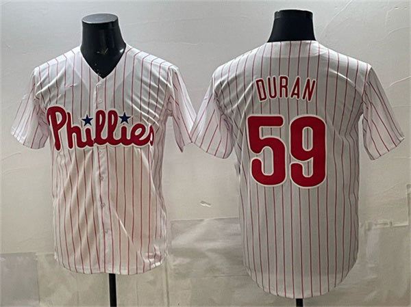 seanshop  Philadelphia Phillies #59 Jhoan Dur¨¢n White  Cool Base Stitched Jersey