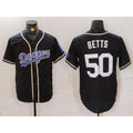 seanshop Los Angeles Dodgers #50 Mookie Betts Black White  Cool Base Stitched Jersey
