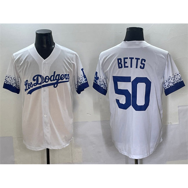 seanshop Los Angeles Dodgers #50 Mookie Betts White  City Connect Cool Base Stitched Jersey