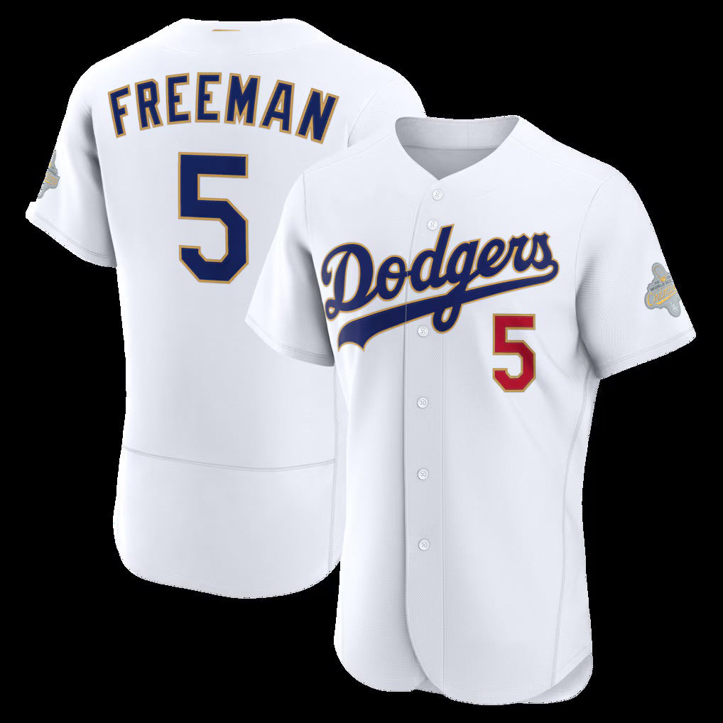 seanshop Los Angeles Dodgers #5 Freddie Freeman White  2026 Gold Collection Authentic Jersey