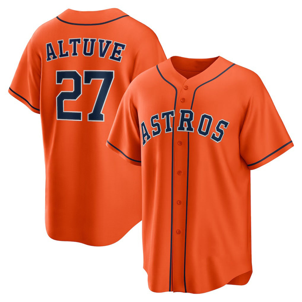 seanshop Houston Astros #27 Jose Altuve Orange  Alternate Replica Player Name Jersey