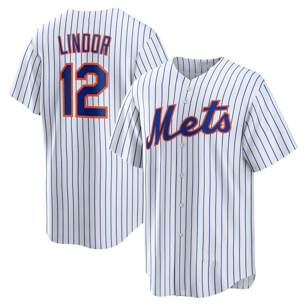 seanshop  New York Mets #12 Francisco Lindor White  Home Replica Player Jersey