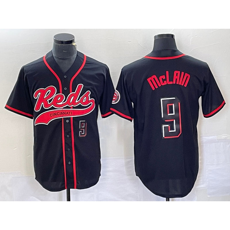 seanshop Cincinnati Reds #9 Matt McLain Number Black  2023 City Connect Cool Base Stitched Jerseys