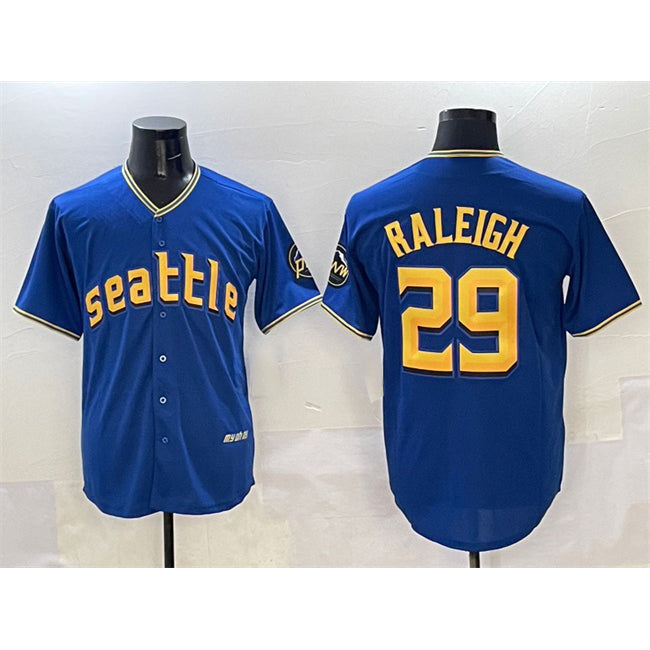 seanshop  Seattle Mariners #29 Cal Raleigh Royal  City Connect Cool Base Stitched Jersey