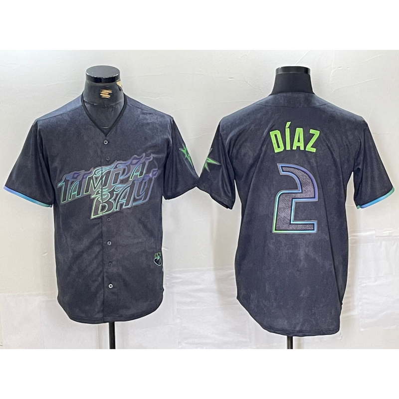 seanshop  Tampa Bay Rays #2 Yandy Diaz Charcoal  2024 City Connect Limited Stitched Jersey