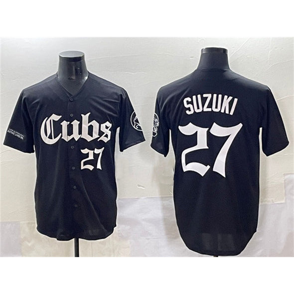 seanshop  Chicago Cubs #27 Seiya Suzuki Black  'Gothic North Side Edition' Vapor Premier Limited Stitched Jersey