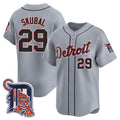 seanshop Detroit Tigers #29 Tarik Skubal Gray  Logo Patch Vapor Premier Limited Stitched Jersey