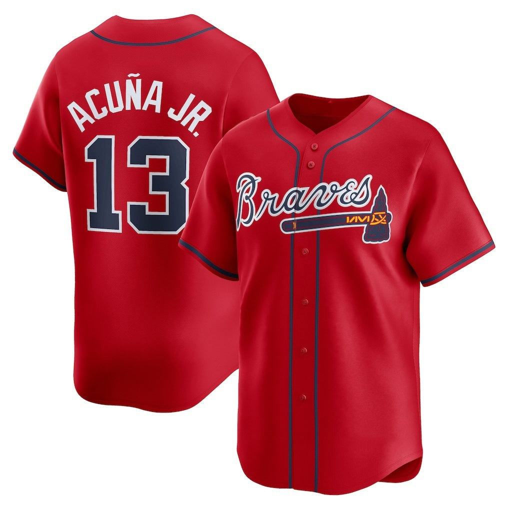 seanshop Atlanta Braves #13 Ronald Acu?a Jr. Red  Alternate Limited Player Jersey