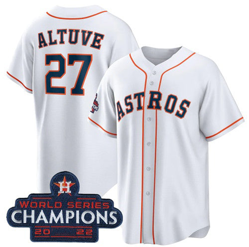 seanshop Houston Astros #27 Jose Altuve White  2022 World Series Champions Home Stitched Jersey
