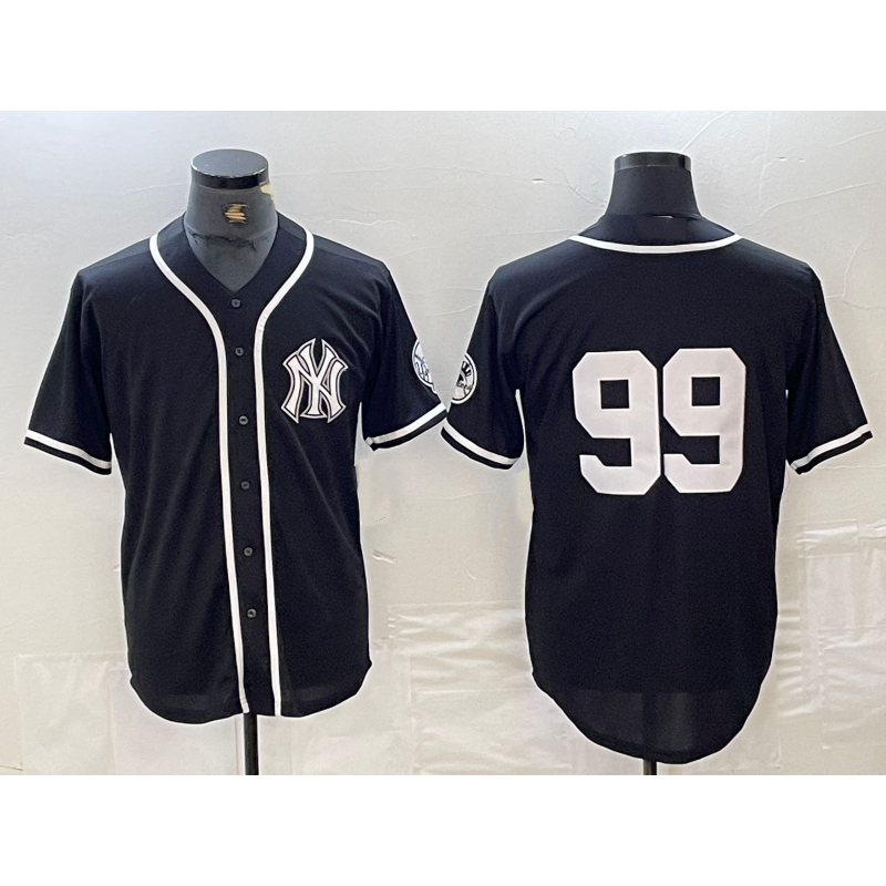 seanshop  New York Yankees #99 Aaron Judge No Name Black White  Cool Base Stitched Jersey