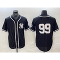 seanshop  New York Yankees #99 Aaron Judge No Name Black White  Cool Base Stitched Jersey
