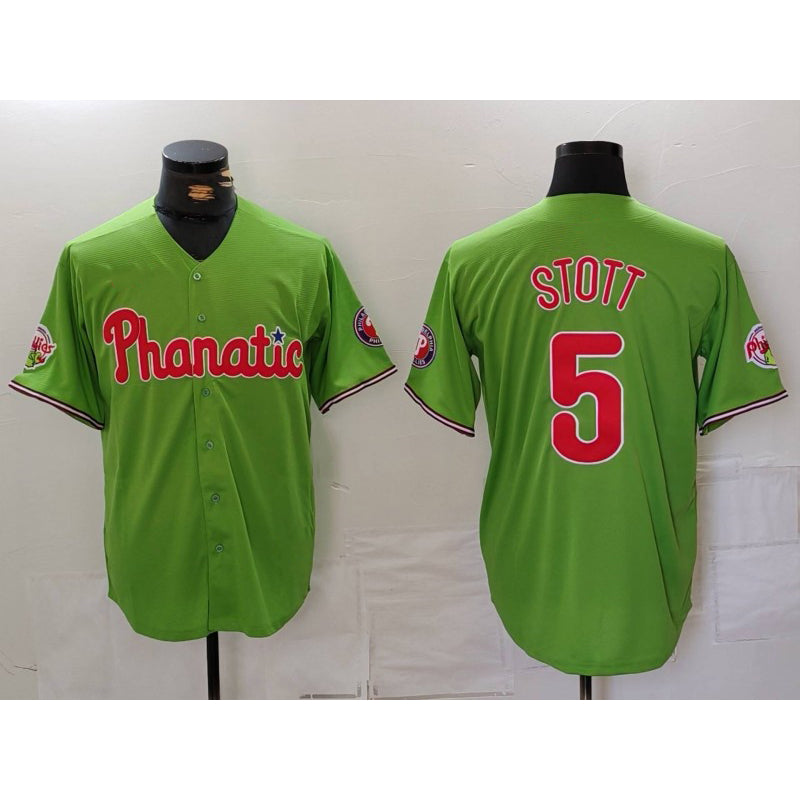 seanshop  Philadelphia Phillies #5 Bryson Stott Green  With Patch Stitched Cool Base Jersey