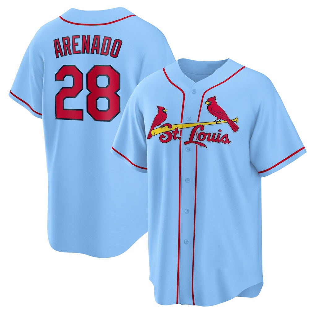 seanshop  St. Louis Cardinals #28 Nolan Arenado Light Blue  Alternate Official Replica Player Jersey