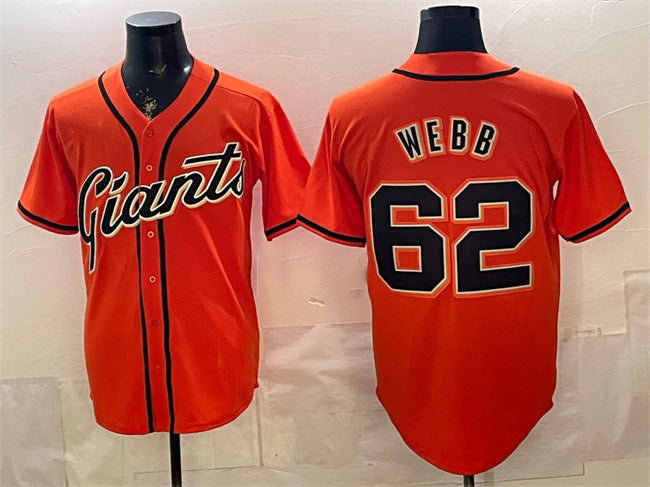 seanshop  San Francisco Giants #62 Logan Webb Orange  Cool Base Stitched Jersey