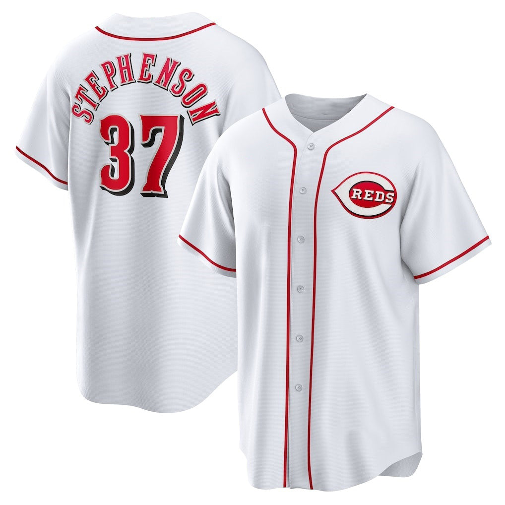 seanshop Cincinnati Reds #37 Tyler Stephenson White  Home Replica Jersey