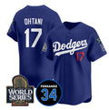 seanshop Los Angeles Dodgers #17 Shohei Ohtani Royal  2024 World Series With Fernando Memorial Patch Limited Stitched Jersey