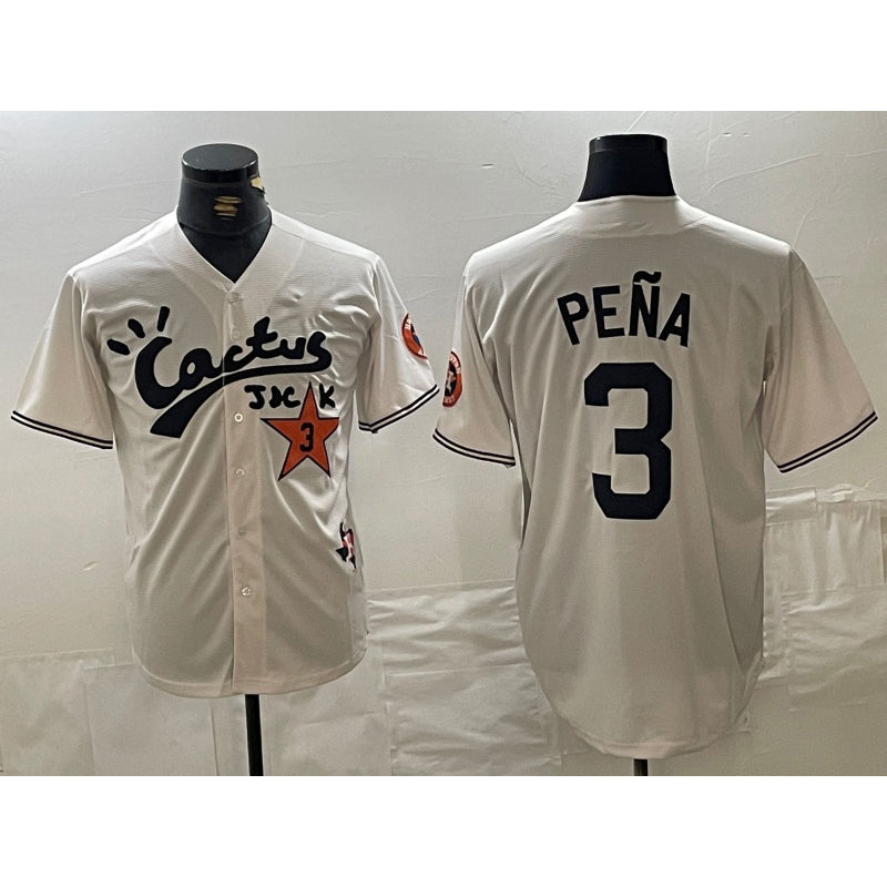 seanshop Houston Astros #3 Jeremy Pena Cream  Cactus Jack Vapor Premier Stitched Jersey