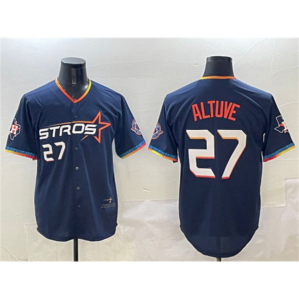 seanshop Houston Astros #27 Jose Altuve Navy  2025 City Connect With Texas Patch Limited Stitched Jersey