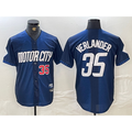 seanshop Detroit Tigers #35 Justin Verlander Number Navy  2024 City Connect Cool Base Limited Stitched Jersey