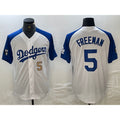 seanshop Los Angeles Dodgers #5 Freddie Freeman Number White Blue  Fashion Stitched Cool Base Limited Jersey 3