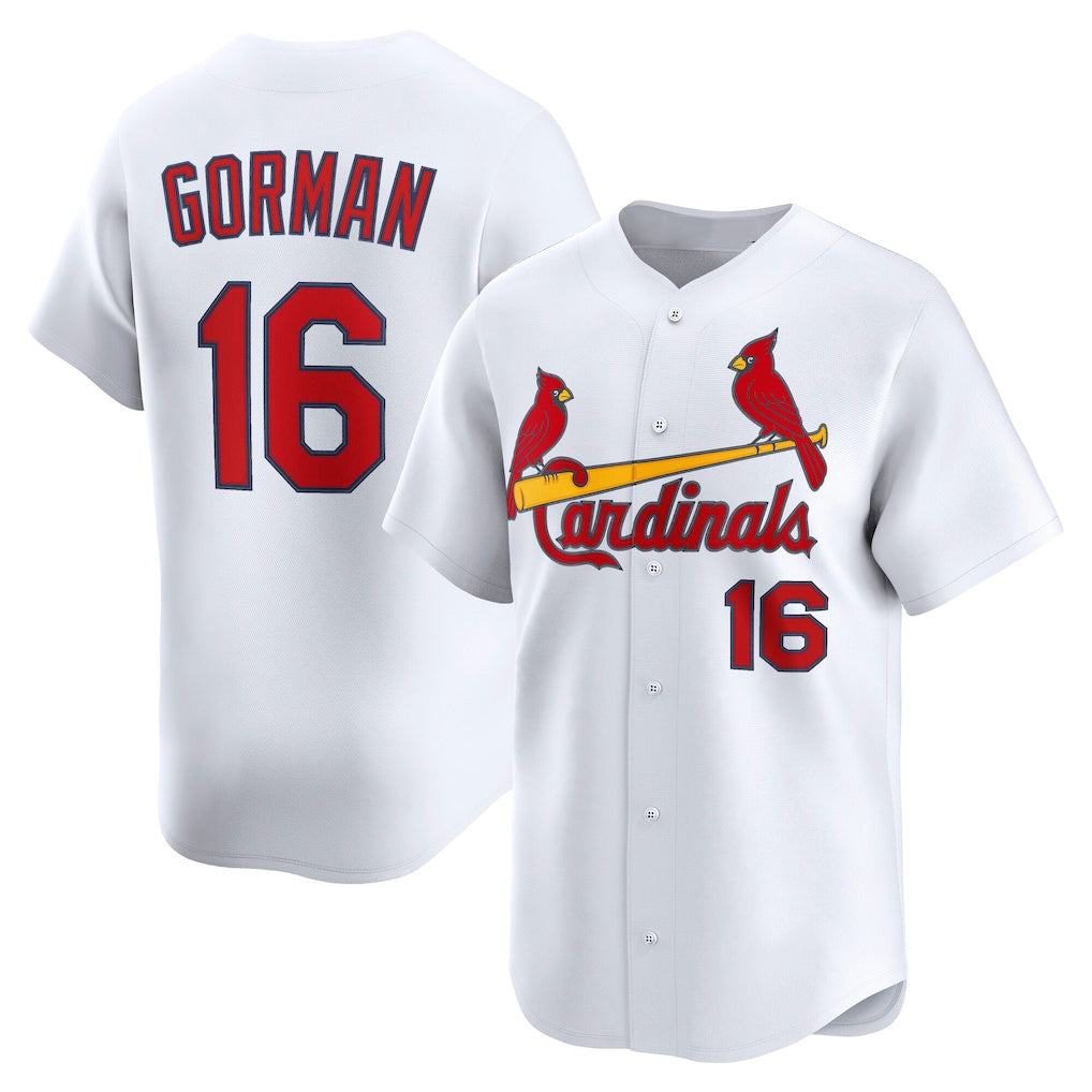 seanshop  St. Louis Cardinals #16 Nolan Gorman White  Home Limited Player Jersey