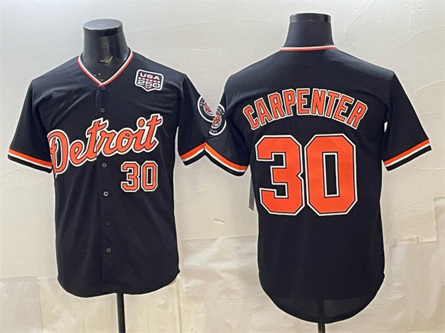 seanshop Detroit Tigers #30 Kerry Carpenter Black  2026 Alternate USA 250' Patch Vapor Premier Limited Stitched Jersey