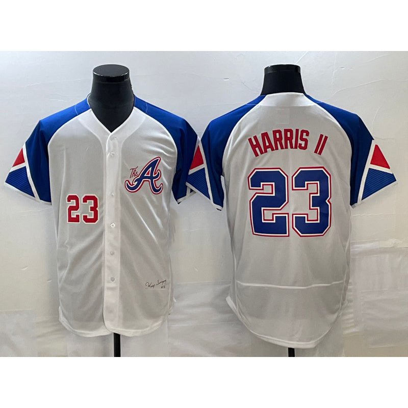 seanshop Atlanta Braves #23 Michael Harris II Number White  2023 City Connect Flex Base Stitched Jersey 3