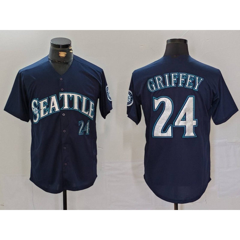 seanshop  Seattle Mariners #24 Ken Griffey Jr Navy  Cool Base Stitched Jersey