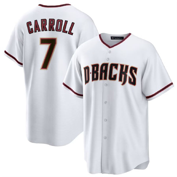 seanshop  Arizona Diamondbacks #7 Corbin Carroll White  Cool Base Stitched Jersey 2