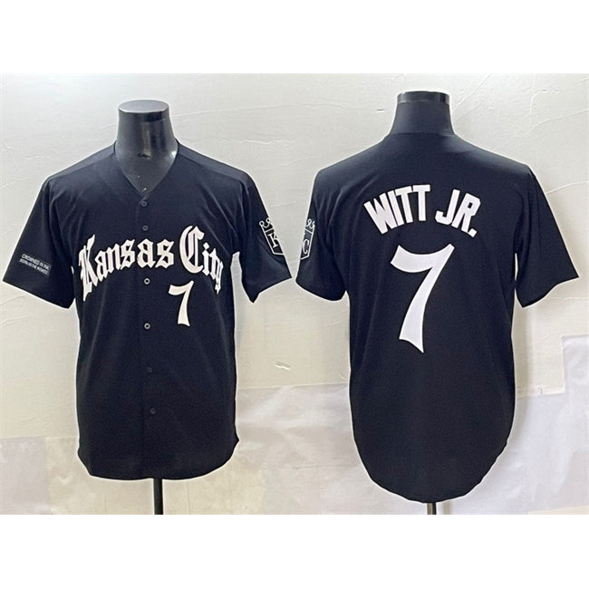 seanshop  Kansas City Royals #7 Bobby Witt Jr. Black  'Gothic Crown Edition' Vapor Premier Limited Stitched Jersey