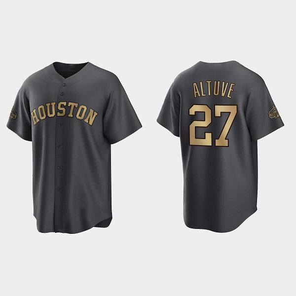 seanshop Houston Astros #27 Jose Altuve Charcoal  2022 All-Star Cool Base Stitched Jersey