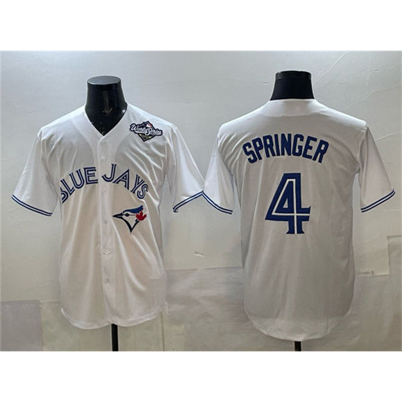 seanshop   Toronto Blue Jays #4 George Springer White  2025 World Series Home Cool Base Stitched Jersey
