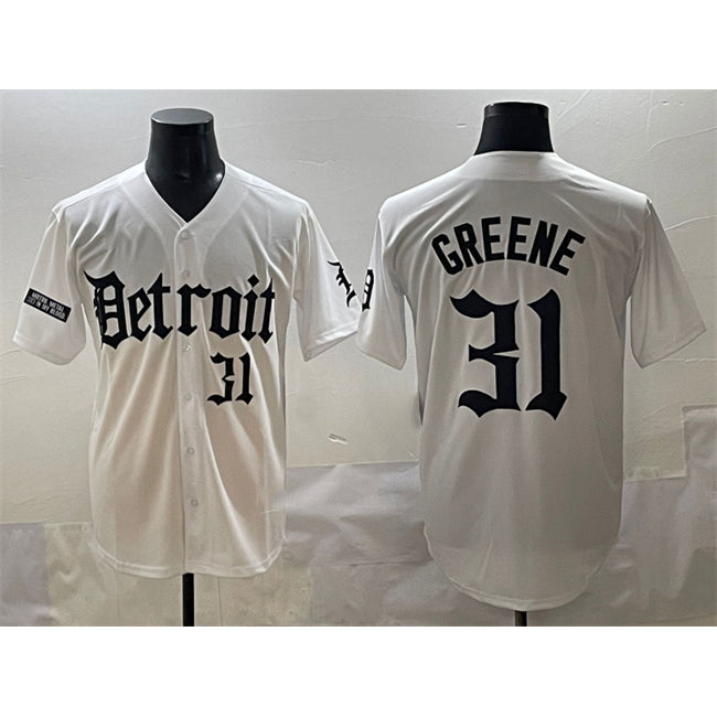 seanshop Detroit Tigers #31 Riley Greene White  'Motor Gothic Edition' Vapor Premier Limited Stitched Jersey