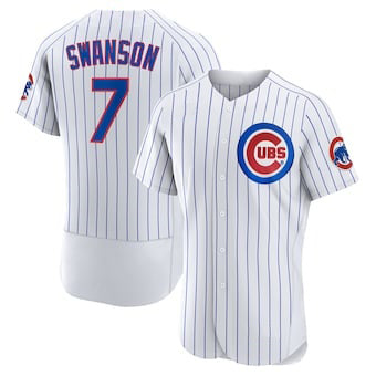 seanshop  Chicago Cubs #7 Dansby Swanson White  Home Stitched Flex Base Jersey