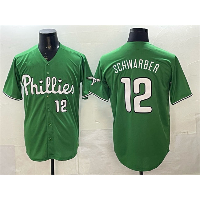 seanshop  Philadelphia Phillies #12 Kyle Schwarber Green  Limited Stitched Jersey