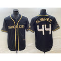 seanshop Houston Astros #44 Yordan Alvarez Black  City Connect Cool Base Stitched Jersey