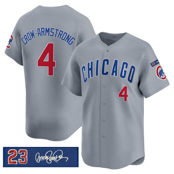 seanshop  Chicago Cubs #4 Pete Crow-Armstrong Gray  'Ryne Sandberg Tribute' Vapor Limited V3 Stitched Jersey