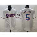 seanshop  Texas Rangers #5 Corey Seager White  2023 World Series Champions Cool Base Jersey