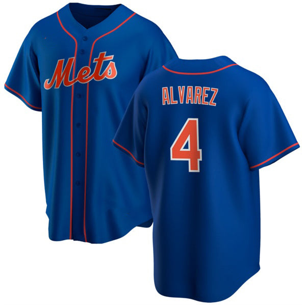 seanshop  New York Mets #4 Francisco ¨¢lvarez Royal  Cool Base Stitched Jersey