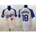 seanshop Los Angeles Dodgers #18 Yoshinobu Yamamoto White Royal  2025 World Series Champions Patch Tokyo Series Limited Stitched Jersey