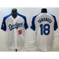 seanshop Los Angeles Dodgers #18 Yoshinobu Yamamoto Number White Blue  Fashion Stitched Cool Base Limited Jersey