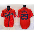 seanshop Detroit Tigers #29 Tarik Skubal Orange  With Patch Cool Base Stitched Jersey