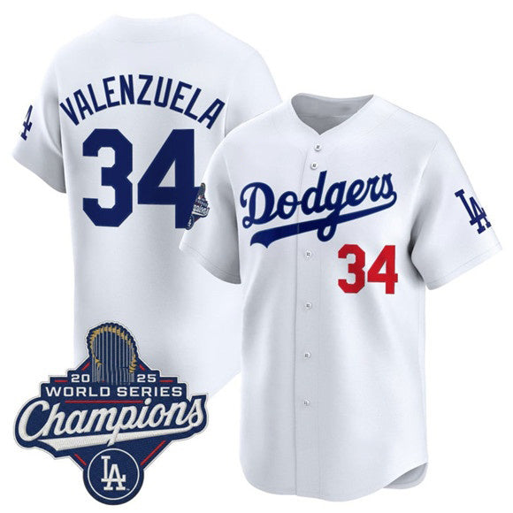 seanshop Los Angeles Dodgers #34 Fernando Valenzuela White  2025 Champions Stitched Jersey