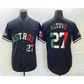 seanshop Houston Astros #27 Jose Altuve Number Mexico Black  Cool Base Stitched Jersey
