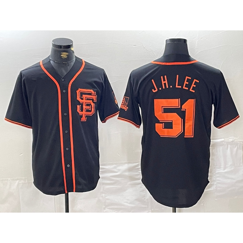 seanshop  San Francisco Giants #51 Jung Hoo Lee Black  With SF Stitched Cool Base Jersey