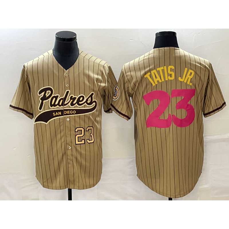 seanshop  San Diego Padres #23 Fernando Tatis Jr Number Tan  NEW 2023 City Connect Cool Base Stitched Jersey